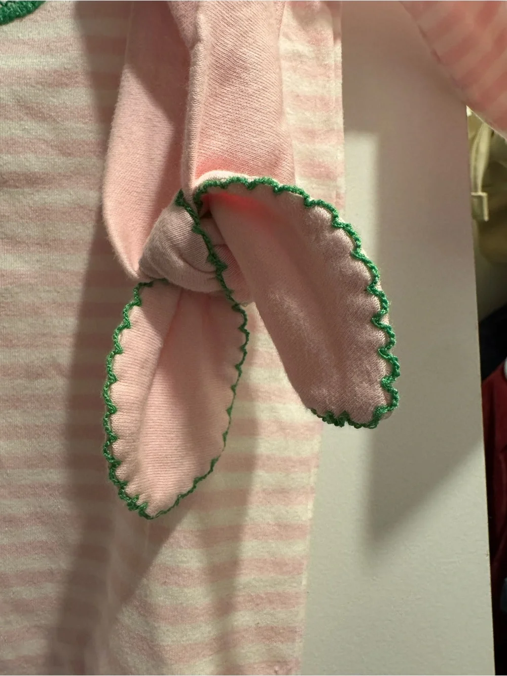 Mud Pie Pink Striped Baby Gown with Tennis Racket Appliqué